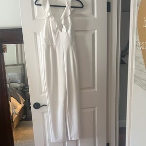 Elegant White Ruffled Jumpsuit